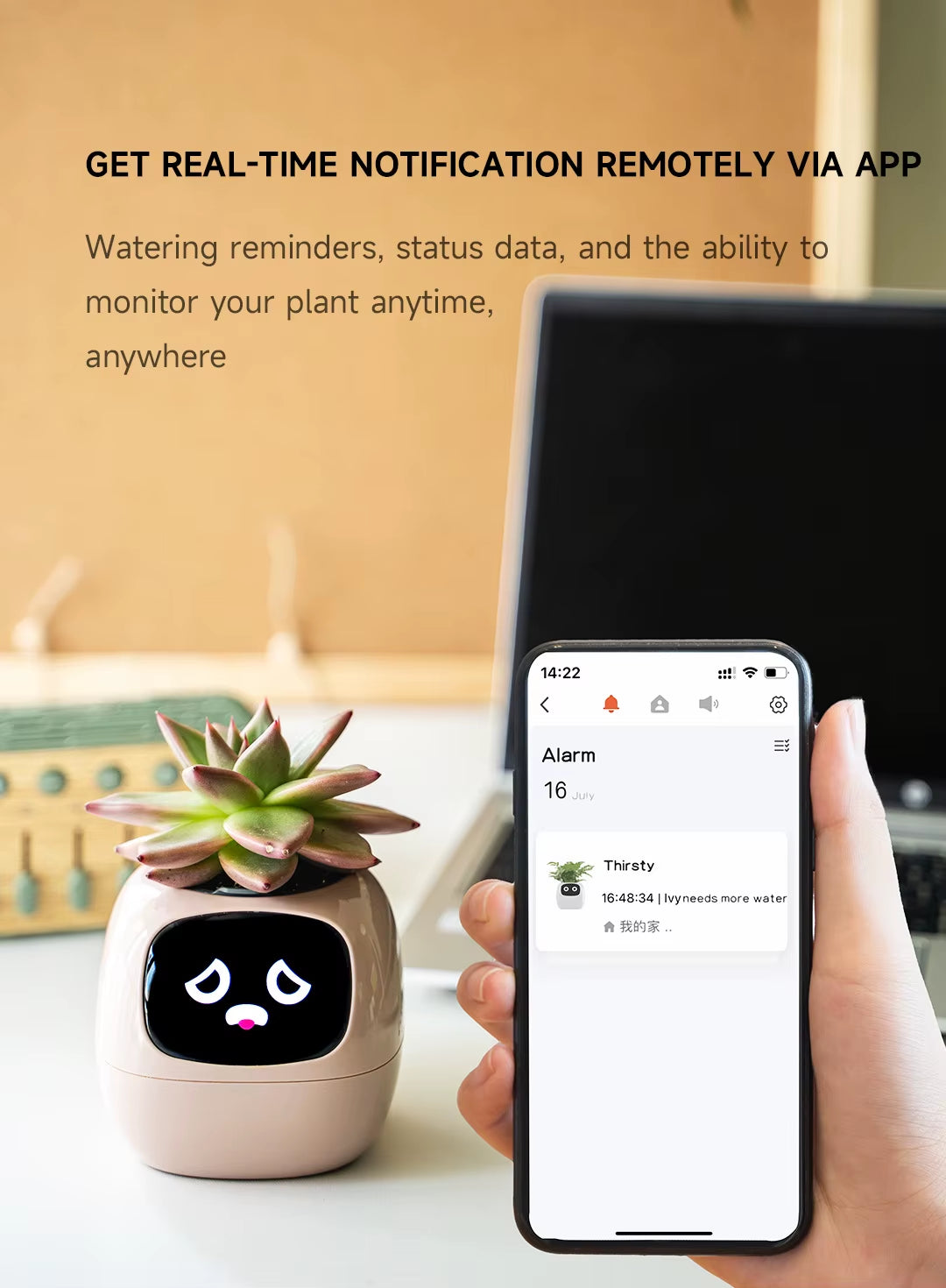 LED Tuya Cute AI Lvy Smart Plant Mini Intelligent Smart Planter Pot Robot Smart Flower Pots with Sensor Light
