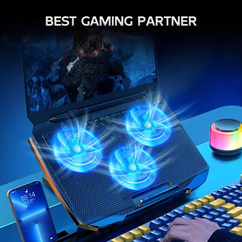 Gaming Laptop Cooling Pad 3 Big Fans for 10-17 Inch Notebook, Laptop Cooler with 5 Height Adjustable, 2 USB Ports