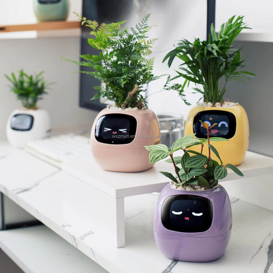 LED Tuya Cute AI Lvy Smart Plant Mini Intelligent Smart Planter Pot Robot Smart Flower Pots with Sensor Light