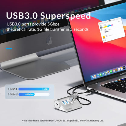 Aluminum Powered 5Gbps HUB PD18W Charger USB3.2 Type USB C Card Reader Splitter with Power Adapter for Macbook Accessories