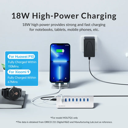 Aluminum Powered 5Gbps HUB PD18W Charger USB3.2 Type USB C Card Reader Splitter with Power Adapter for Macbook Accessories