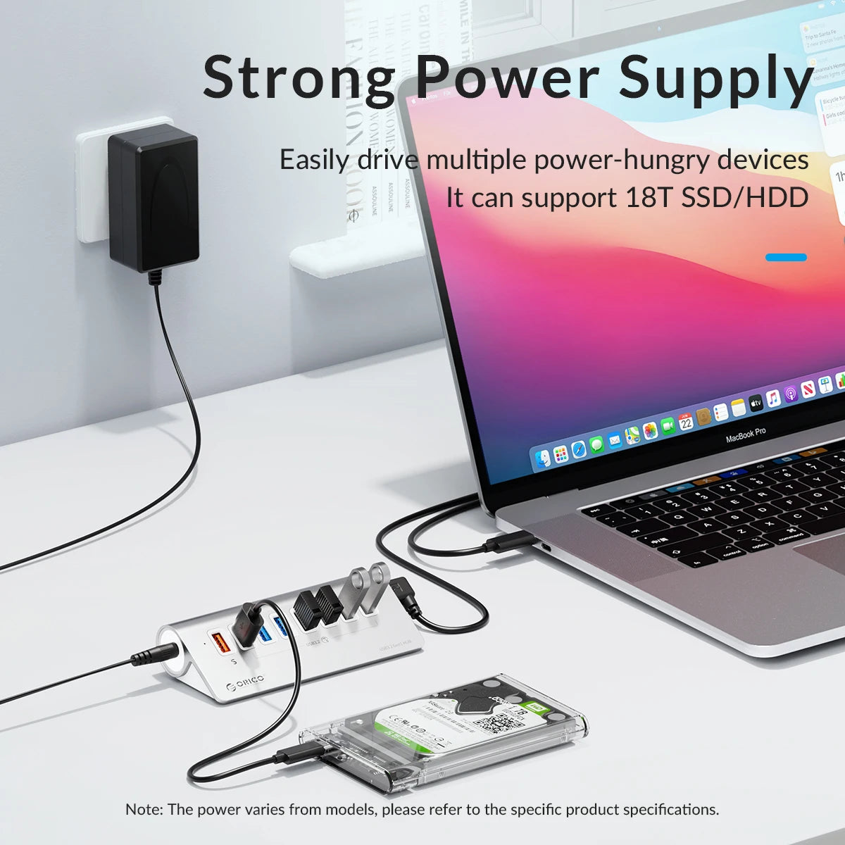 Aluminum Powered 5Gbps HUB PD18W Charger USB3.2 Type USB C Card Reader Splitter with Power Adapter for Macbook Accessories